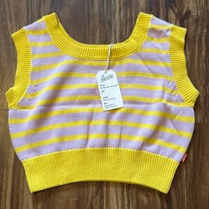 Hammies Knit Crop Top in yellow and purple stripe. Brand new with tags, Small